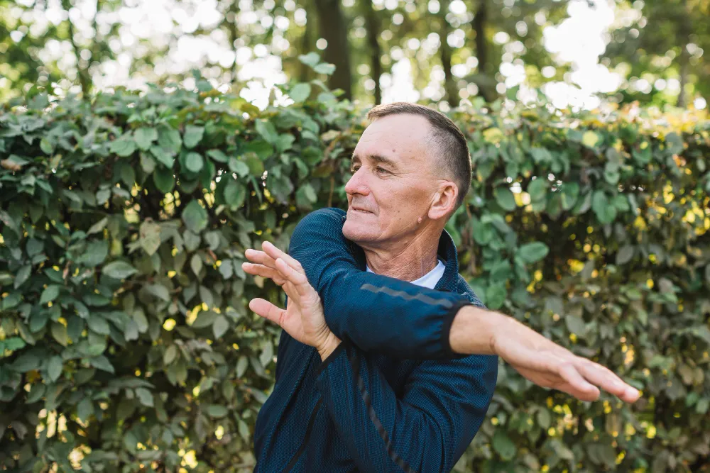 mature man exercise on the walk